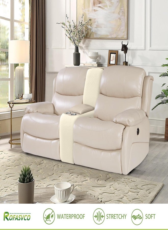 ROFASVCO 100% Waterproof Recliner Middle Console Cover Fleece Stretch Reclining Sectional Couch Covers L Shape Recliner Sofa Cover Washable Center Console Slipcover Protector (1 Console, Beige) - Image 2
